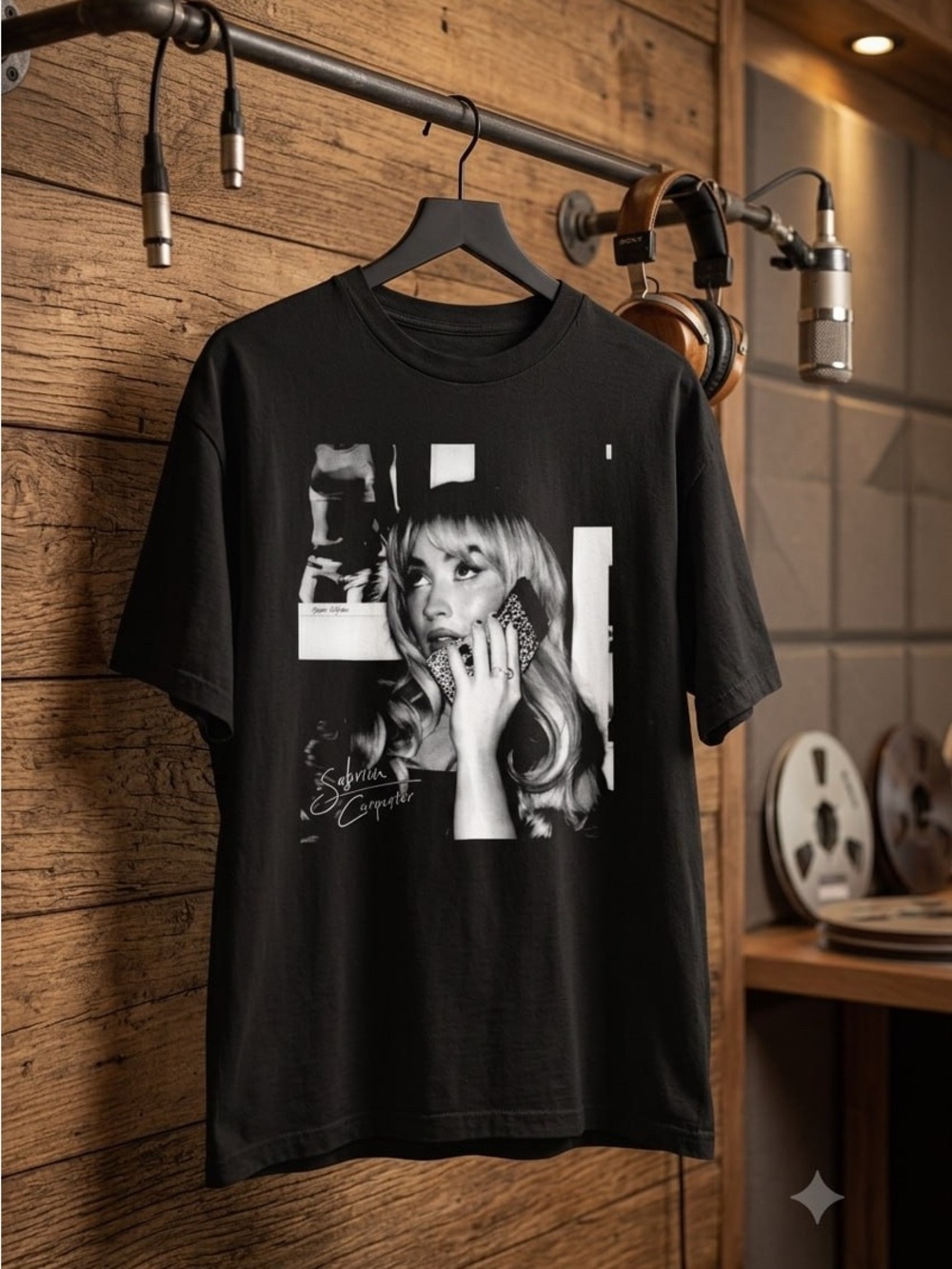 Sabrina Black Graphic Photo-Print Short Sleeve T-Shirt